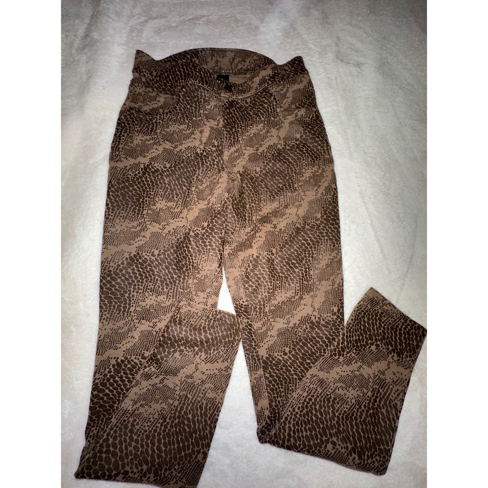 HUE Snakeskin Print Leggings Womens Size S Brown Animal Print Pants